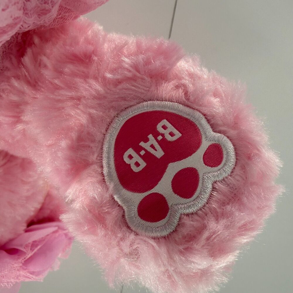 Build A Bear Pink Teddy Bear Plush Stuffed Animal BABW 16” Heart Nose Cute - Picture 7 of 14